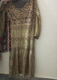 golden and purple party wear maxi