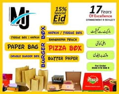 Pizza box/Burger Box/Matka Handi/Matka glass/Napkin/Carton/cake box