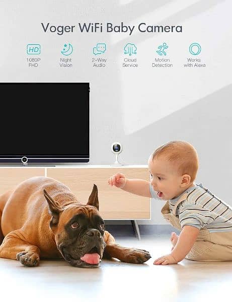 Voger Baby Monitor Pet WiFi Camera 1080P Two Way Audio Indoor 1