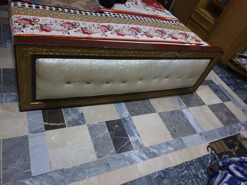 double bed without matress side table and dressing table for sale 1