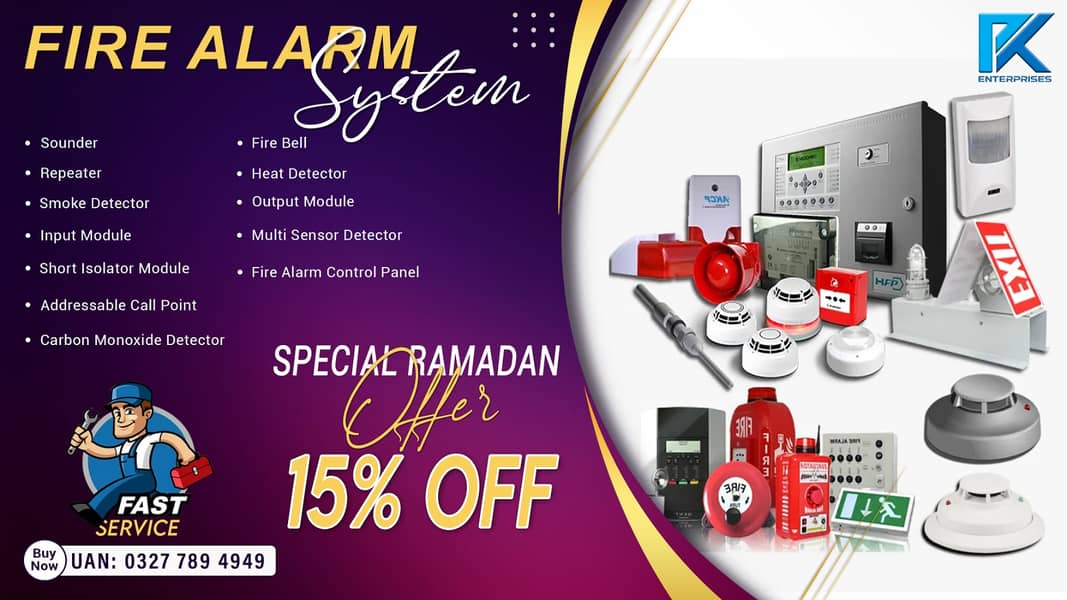 Fire Alarm System & Fire Extinguishers Smoke Detector Heat Detector 0