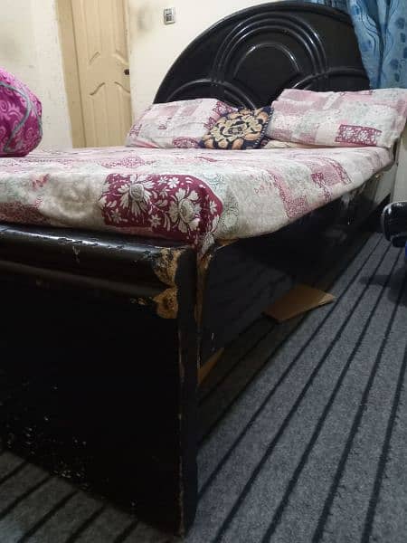 Wooden Bed in Black  (Used) 1