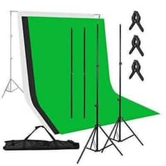 VIDEO AND PHOTO CHROMA BACKDROP KIT WITH 3   GREEN WHITE AND BLACK