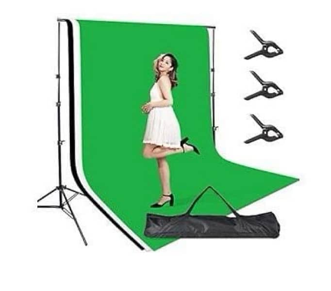 VIDEO AND PHOTO CHROMA BACKDROP KIT WITH 3   GREEN WHITE AND BLACK 1