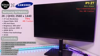 Samsung S27A600U 27inch HDR 10  2k 75hz IPS Bezelless Gaming Monitor