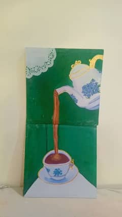 abstract painting kettle and a cup of tea