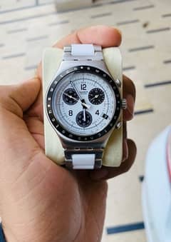 Swatch Swiss Made Panda Dial Chronograph Original Watch For Men 9.5/10