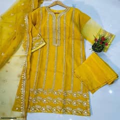 women's stitched organza embroidered suit 0