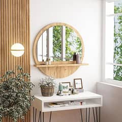 Round Wall Decor Mirror with Shelf for your Livingroom/bath
