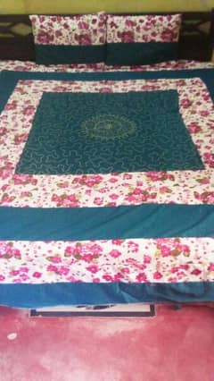 Cotton satin patch work embroidered Bed sheet