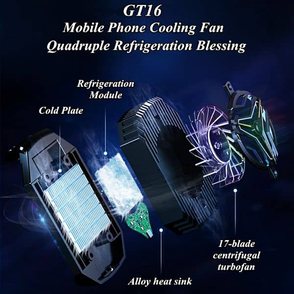 Mobile Cooler GT16 Turbo Cooling Alloy Material Silent Cooling Pure 3