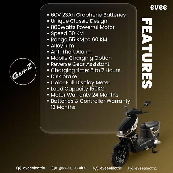 EVEE Electric Scooter GEN -Z, C1, Air, Nisa Electric bike 15
