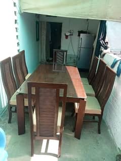 Dining Table with glass 8 Chair