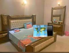 Double King Bed set / side table dressing / Mattress /Wooden Furniture