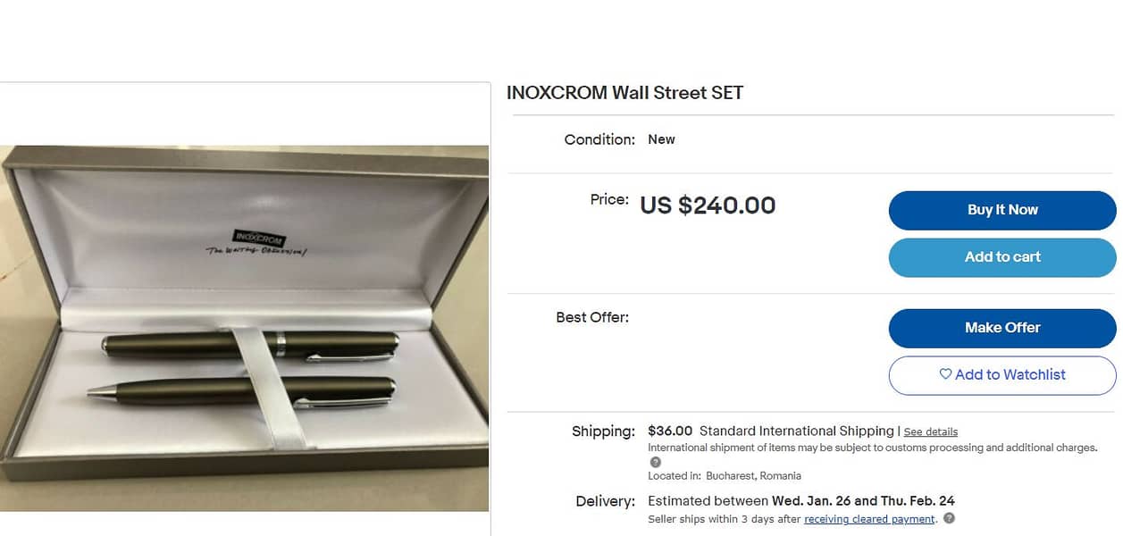 Inoxcrom Wall Street Steel Titanium Fountain Pen  Made in EU 2