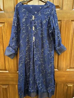 Blue khaadi net dress