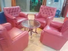 4 pcs sets sofa , pure leather with table