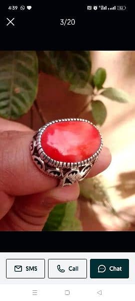 gemstone marjaan ki ring chandi mein bani hai 1