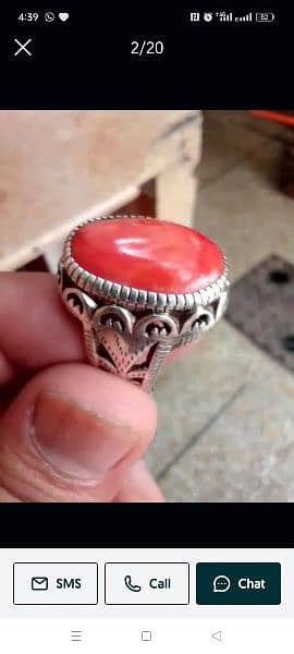 gemstone marjaan ki ring chandi mein bani hai 8