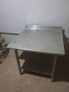 PURE STEEL AND HEAVY  TABLE WITH TWO CABINAT SQUARE SHAPE