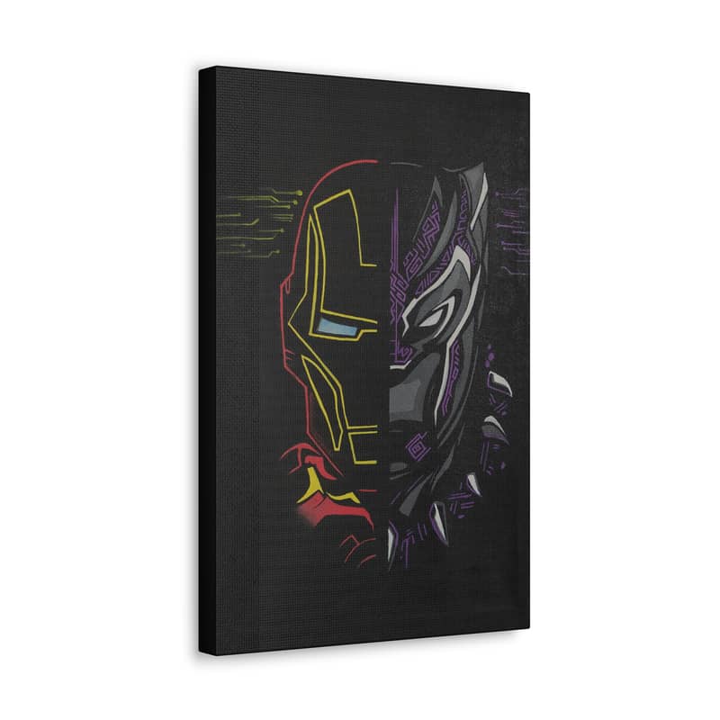 Black Panther x Iron Man Handmade Line Art Canvas 1