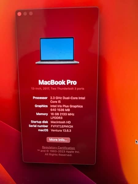 MacBook Pro 2017 13” i5 256 with 16GB Ram 5