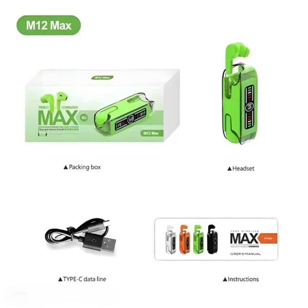 M12 Max Digital Display wireless Earbuds 2