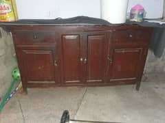 1 solid wood old antique console/ tv rack