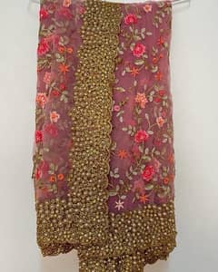 silk net saree with heavy stone embellishment