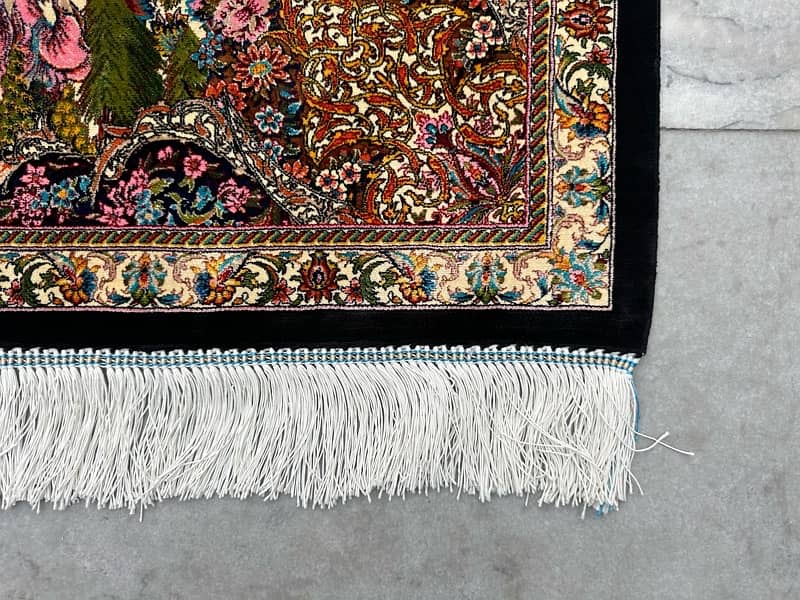 Irani Shikargh pictorial Silk Carpet Bedroom home decor Silk Rug 3x4ft 10