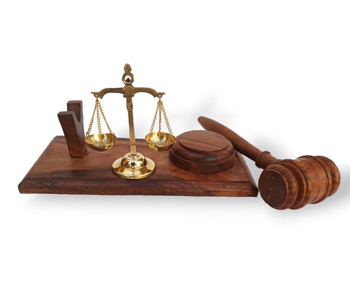 Wooden Gavel and Brass Scale, Wood Hammer, Lawyers n Judge Table Decor 2
