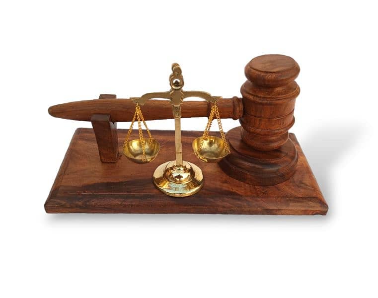 Wooden Gavel and Brass Scale, Wood Hammer, Lawyers n Judge Table Decor 3
