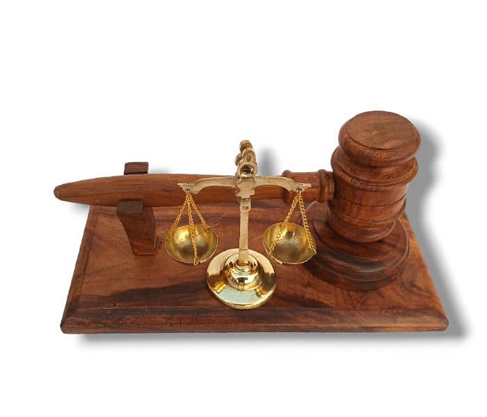 Wooden Gavel and Brass Scale, Wood Hammer, Lawyers n Judge Table Decor 6