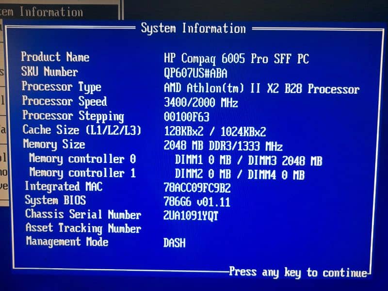 HP COMPAQ 6005 PRO SFF PC (CPU) 0