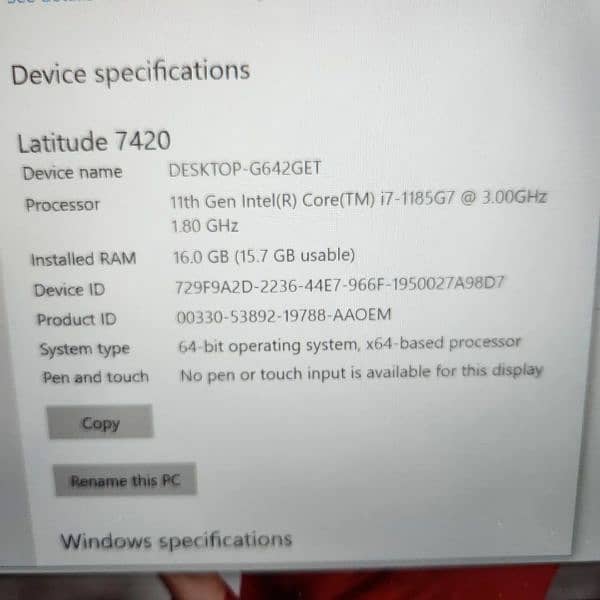 Dell Latitude 7420
Core i5 11th Gen 
Ram 16GB Storage 256GB 6