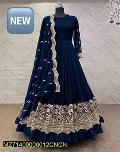 3 Pcs Women's Stitched Silk Embroidered Maxi