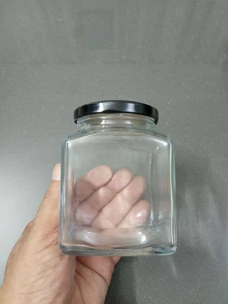 New Glass Jars, Square and Hexagonal, size 400mL 1