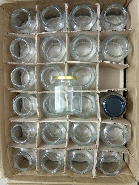 New Glass Jars, Square and Hexagonal, size 400mL 3