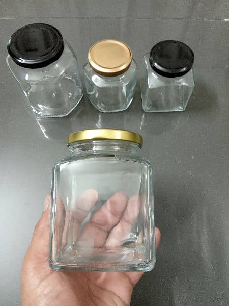 New Glass Jars, Square and Hexagonal, size 400mL 4