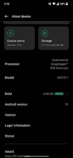 one plus 7 pro 8+3/256 official pta  approve with daul sim 0