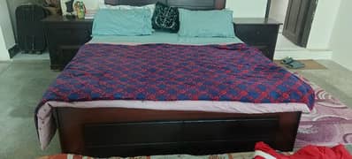 Queen size double bed with side tables for sale with mattress