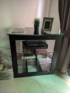 TV rack (Sheesham and glass shelves)