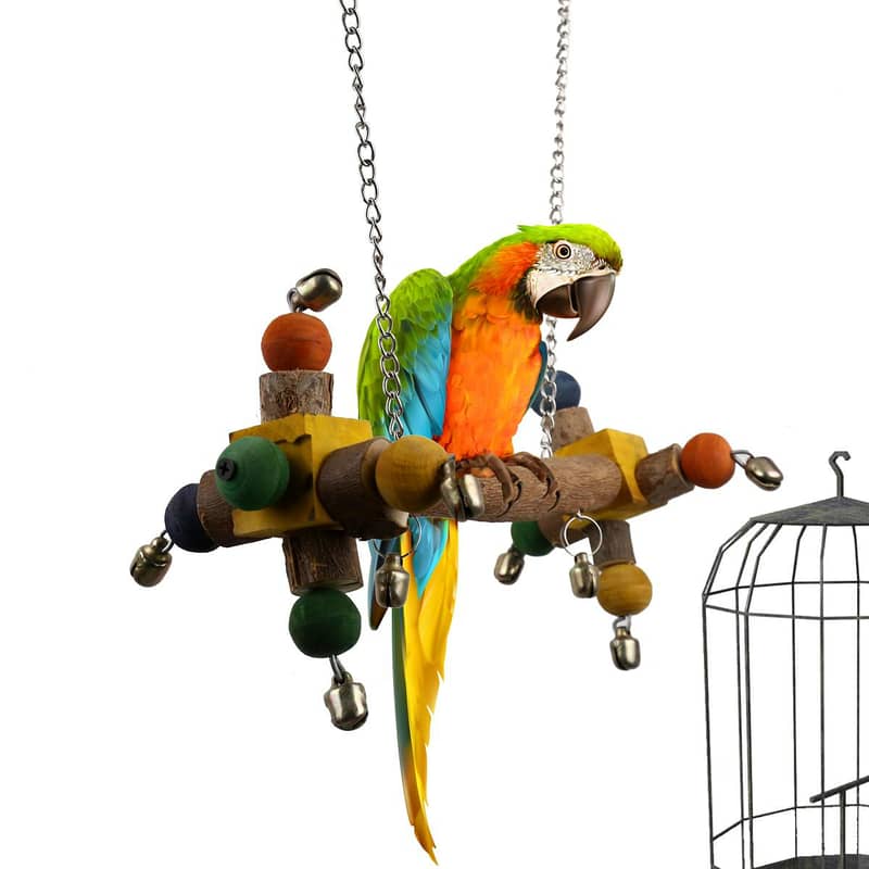 Parrot toys beautiful swings perches natural wooden and Iron stands 7