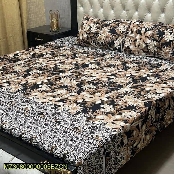 3pcs cotton printed double bedsheets 4