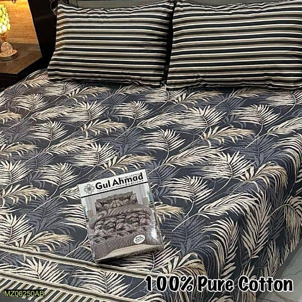 3pcs cotton printed double bedsheets 9