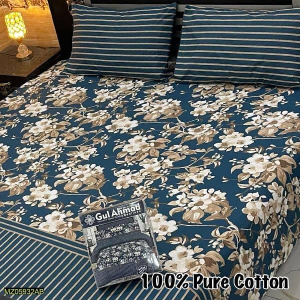 3pcs cotton printed double bedsheets 16