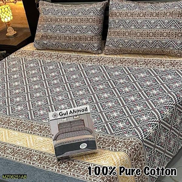 3pcs cotton printed double bedsheets 18