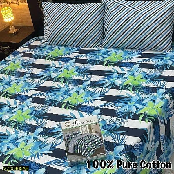 3pcs cotton printed double bedsheets 19
