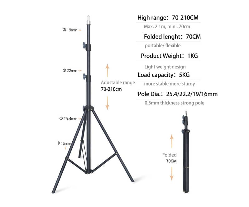 High Quality 7 Feet Tripod Photography Stand / Light / Camera / mobile 2