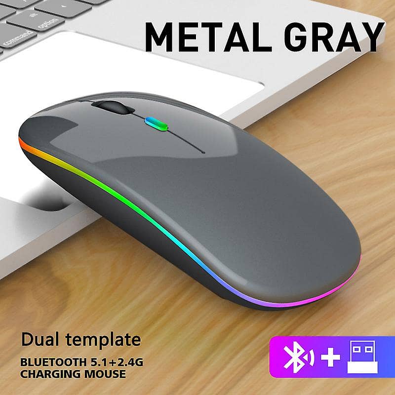 Wireless Mouse RGB Rechargeable Bluetooth Mouse 2.4G Silent Mause Ergo 0